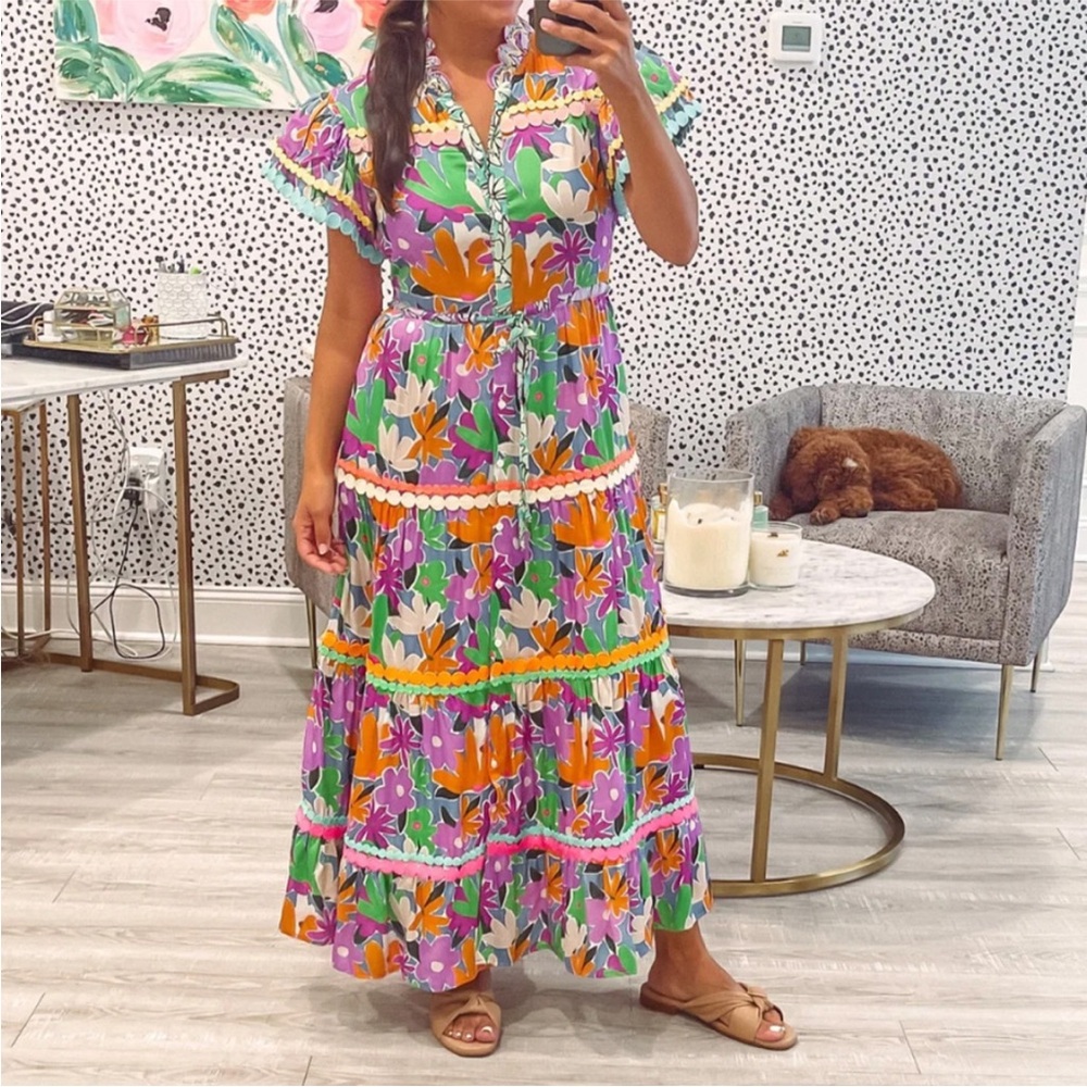 CeliaB Colorful Floral Midi Dress